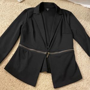 Black blazer with gold zipper detail